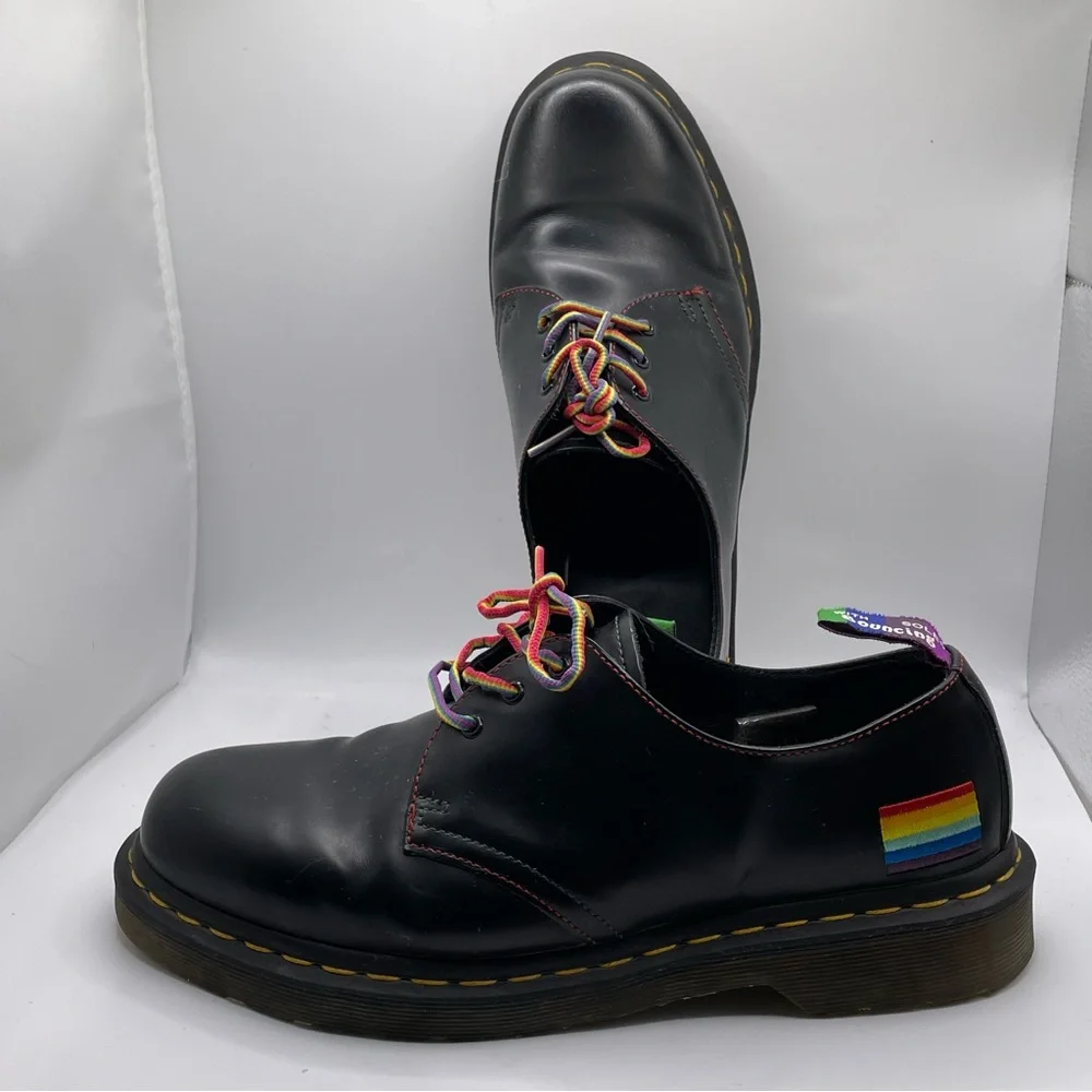 Dr. Martens For Pride Shoes Sz 9 Black Bouncing Soles Gay Pride LGBT Juneteenth